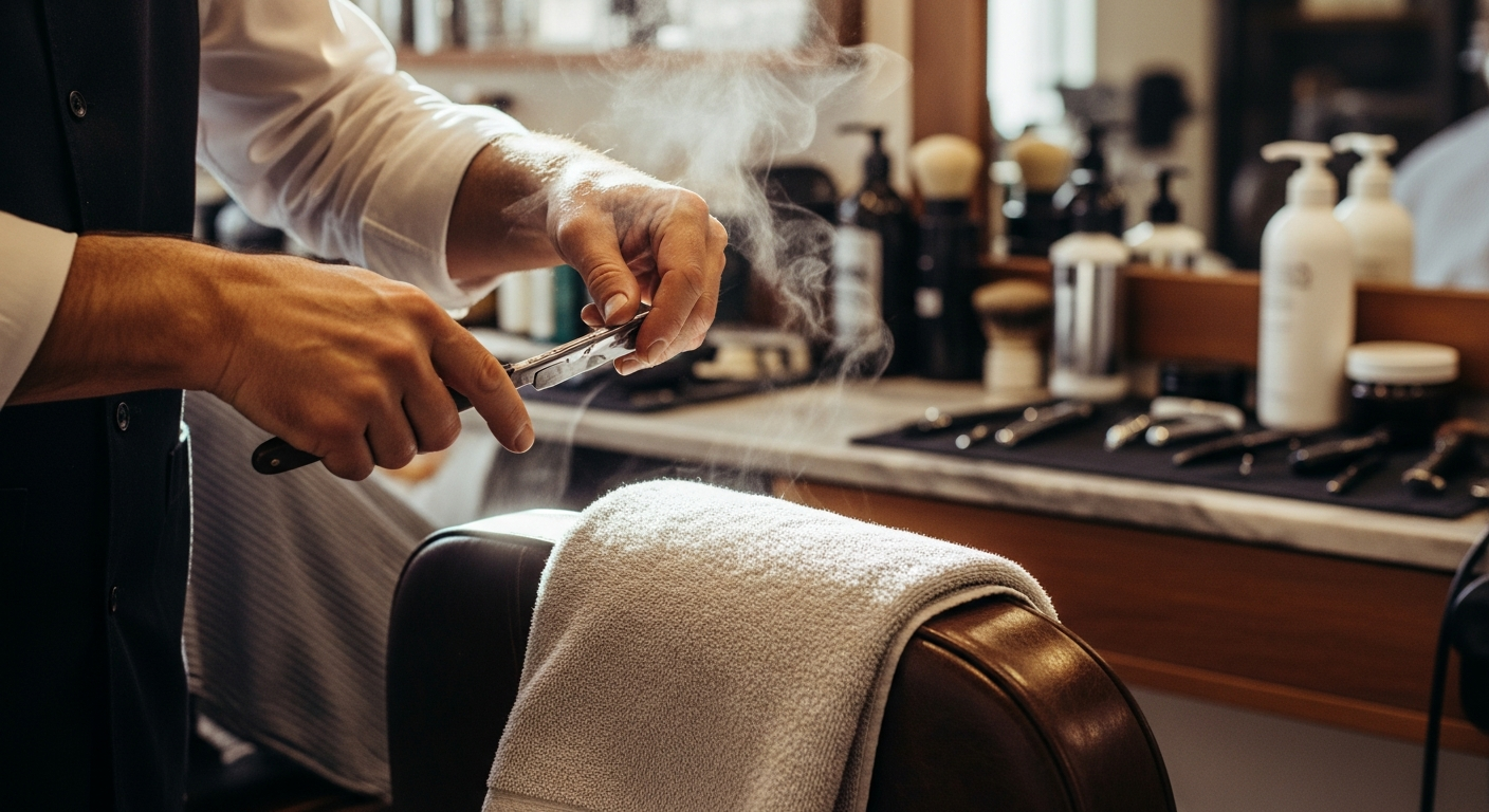 Modern man with well-groomed haircut and trimmed beard looking in mirror, demonstrating proper grooming maintenance