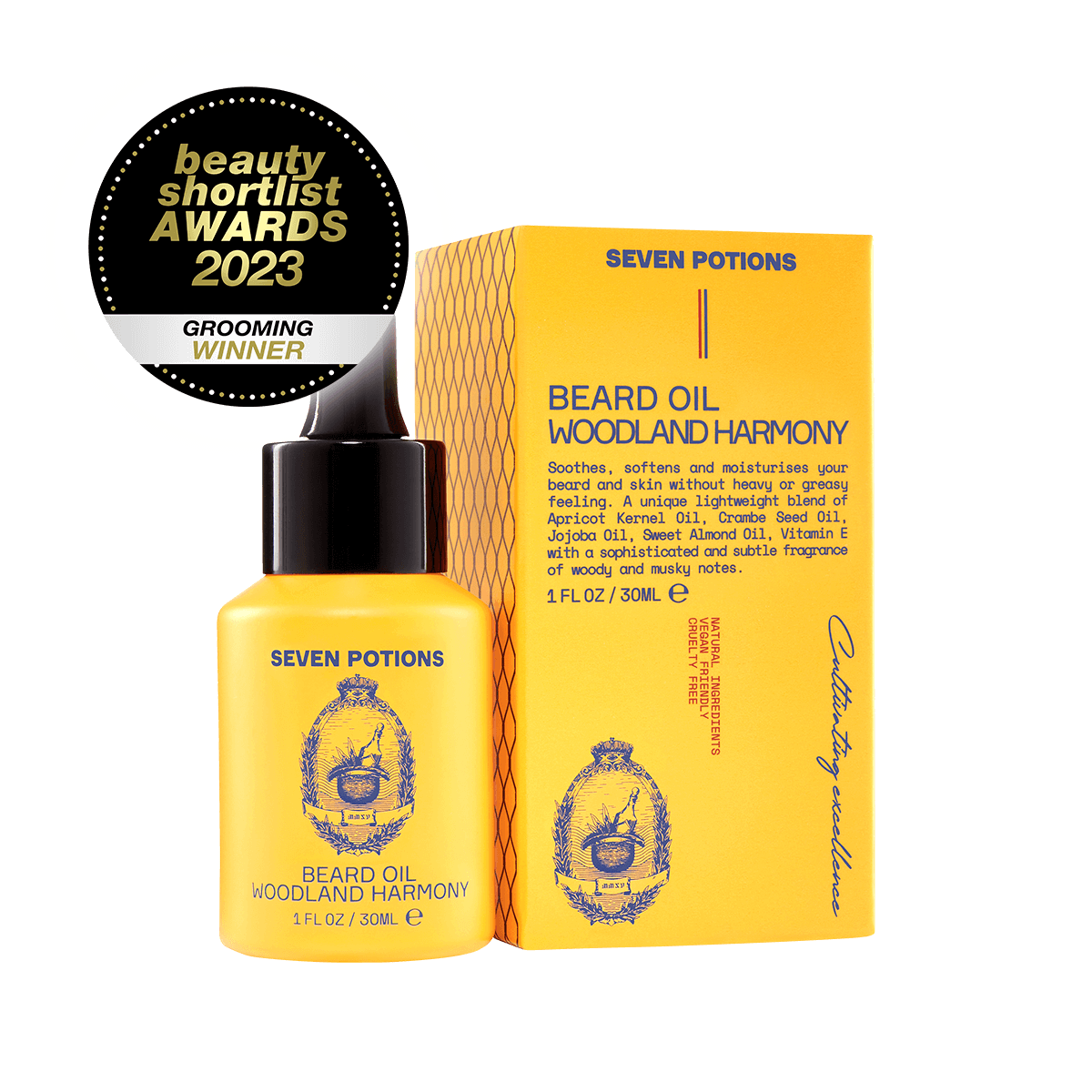Award winning beard conditioning oil with wood notes
