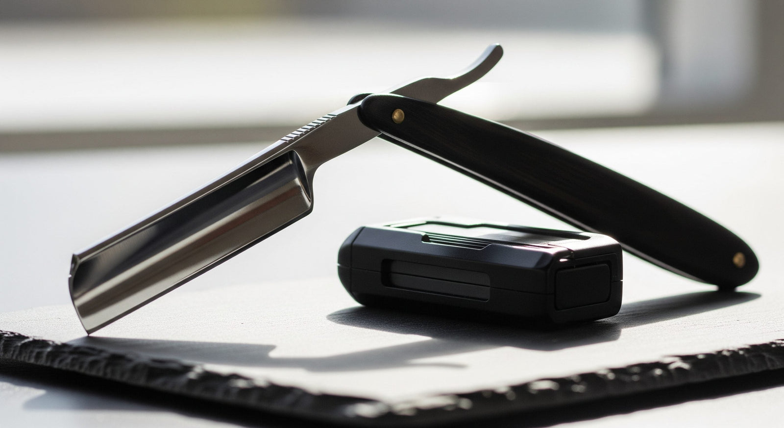 Comparison of a traditional straight razor and modern shavette safety razor for men's grooming