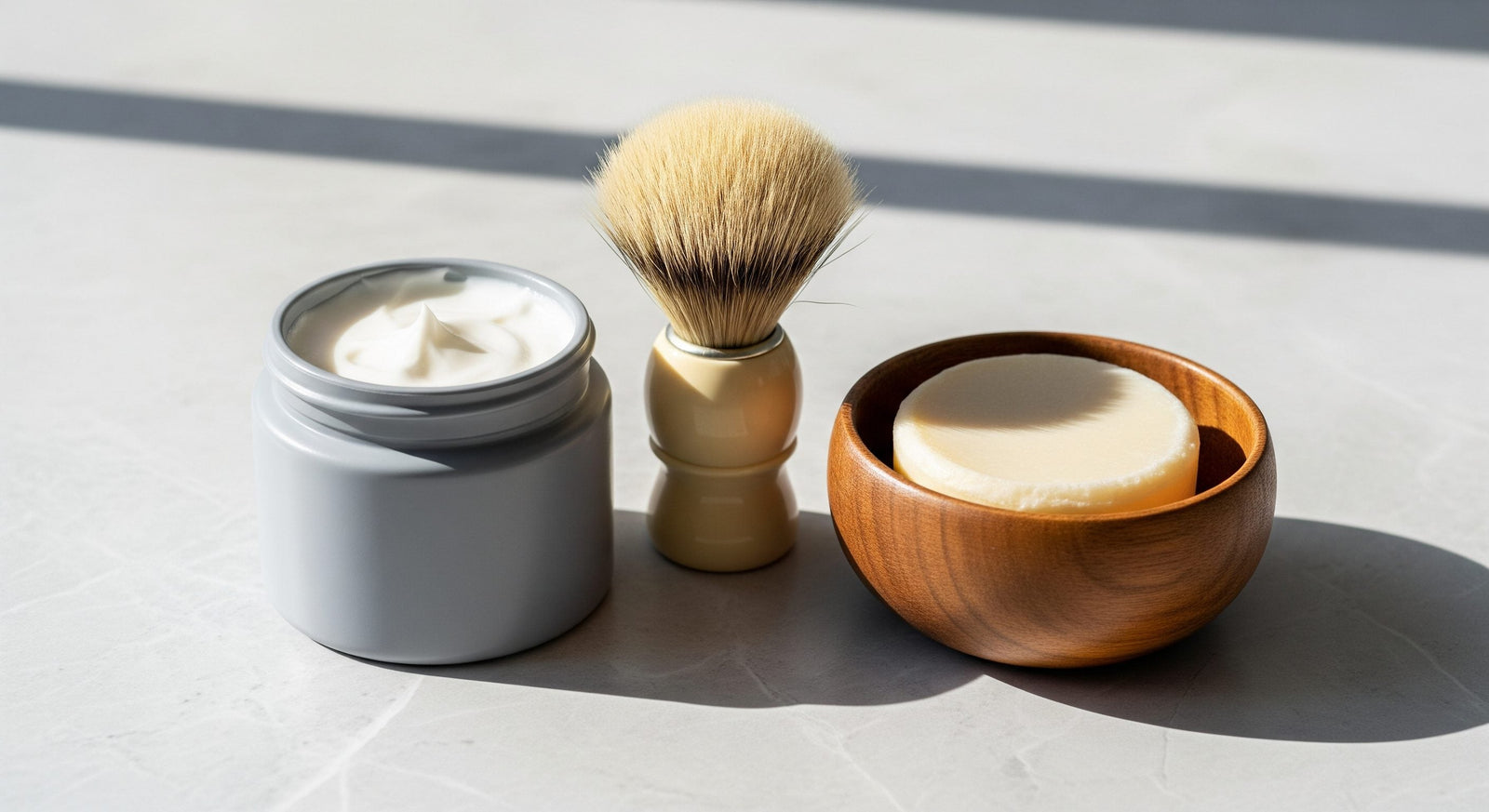 Man practicing full-body hygiene routine with shower gel and grooming products in modern bathroom